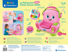 Carica l'immagine nel visualizzatore di Gallery, Clementoni Baby - Poltroncina Interattiva Canta Suona e Balla Pink, Bambini 12-36 Mesi, Gioco Educativo con Luci e Filastrocche per Imparare Cantando e Ballando, Made in Italy, Lingua Italiana, 17755