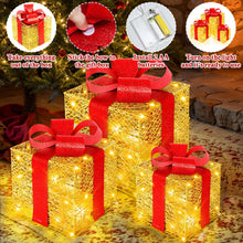 Carica l'immagine nel visualizzatore di Gallery, Vautvis 3 Scatole Luminose Natalizie, Regalo Con Decorazione LED, Luci Natalizie per Casa