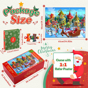 HappyGoLucky Calendario Avvento Bambini 2024, Puzzle 6 * 24 (144 Pezzi) Bambini Regali Natale Bambini Calendario dell Avvento Giochi Bambino Bambina 3-12 Anni Idee Regalo Bambina Bambino 3-12 Anni