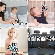 Carica l'immagine nel visualizzatore di Gallery, HappyKidsClub Giochi Neonato 0-12 Mesi, Libro Sensoriale Bianco e Nero Neonati Giochi Montessori 0-12 Mesi Tummy Time Regalo Neonato Maschio Femmina Sonaglio Neonato Giochi Sensoriali per Neonati
