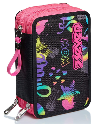 Seven Astuccio Scuola 3 Zip, Nero Fucsia, Iridescent, Portapenne Triplo Scomparto Accessoriato Con Penne, Matite e Colori, Accessori Scuola, Accessori Zaino, Scuola & Tempo libero, Bambina Ragazza