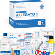 Carica l'immagine nel visualizzatore di Gallery, AIESI® kit di reintegro ALLEGATO 2 pacco medicazione per cassetta pronto soccorso aziende meno 3 dipendenti, Conforme DM