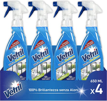 Carica l'immagine nel visualizzatore di Gallery, Vetril Detergente Spray Vetri e Superfici con Ammoniaca, 650 ml x 4