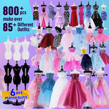 Carica l&#39;immagine nel visualizzatore di Gallery, 800+ Pezzi – Kit Di Design Di Moda Per Ragazze con 6 Manichini, Kit Per Arte e Artigianato Creativi, Kit Da Cucito Per Bambini, Regalo di Compleanno per Bambine, 6 7 8 9 10 11 12+ anni
