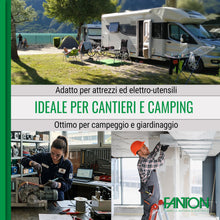 Carica l'immagine nel visualizzatore di Gallery, FANTON 78090-E Adattatore industriale, spina 2P+T 16A 200-250V 6h IP44, 2 prese bipasso italiane 2P+T 16A, 1 presa bipas