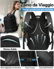 Carica l'immagine nel visualizzatore di Gallery, KLOSTAIN Zaino Ryanair 40x20x25 Zaino da Viaggio Aereo Bagaglio a Mano 20L Borsa da Cabina per Uomo e Donna Zaino da Viaggio Lavoro e Scuola Trekking, Nero