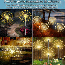 Carica l'immagine nel visualizzatore di Gallery, Luci Solari da Giardino,4 Pezzi 120 LED Luci da Esterno Giardino Solari con 8 Modalità, IP65 Impermeabie Solare Fuochi D