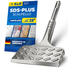 Carica l'immagine nel visualizzatore di Gallery, S&amp;R Scalpello SDS-plus 165x75mm. Scalpello per piastrelle Angolato 28°.