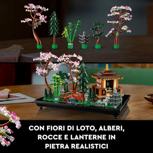 LEGO 10315 Icons Il Giardino Tranquillo, Kit Giardino Botanico Zen per Adulti con Fiori di Loto, Regalo per Donna e Uomo Fan del Giardinaggio Giapponese, Decorazione da Scrivania Personalizzabile