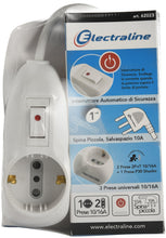 Carica l'immagine nel visualizzatore di Gallery, Electraline 62023 Multipresa Protetta, Cavo da 1 m, 3G0.75, Spina 10 A, Prese 1 Italiana/Tedesca e 2 Bipasso 10/16A, Int