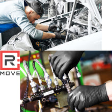 Carica l'immagine nel visualizzatore di Gallery, R MOVE 100 guanti monouso in nitrile neri taglia S, EXTRA RESISTENTI +60% di spessore in più al dito rispetto al 3,5 gr,