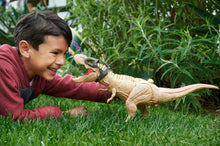 Carica l'immagine nel visualizzatore di Gallery, Mattel Jurassic World - T-Rex Caccia e Divora, dinosauro action figure con azione d'attacco doppio morso, suoni e attrezzatura di tracciamento, giocattolo per bambini, 4+ anni, HNT62