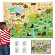 Carica l'immagine nel visualizzatore di Gallery, BONNYCO Lavagna Bambini di Feltro con 116 Figure di Animali della Giungla