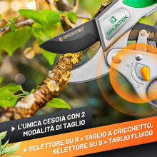 Carica l'immagine nel visualizzatore di Gallery, GRÜNTEK Forbici Cesoie da Potatura a Cricchetto CACATUA 20.5 cm – Forbici Giardinaggio Professionali a Incudine. Cesoie 
