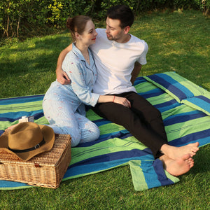 SONGMICS Amaca di Stoffa Portatile da Campeggio e Giardino, Telo con Barre Trasversali, 210 x 150 cm, Portata Max. 300 kg, Strisce Multicolore GDC22L