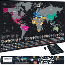 Carica l'immagine nel visualizzatore di Gallery, Mappa del Mondo da Grattare XXL - 70 x 42 cm - 25 Piatti e 197 Bandiere - Poster da Grattare dei Paesi Visitati con Piatti, Luoghi e Graffi - Mappa da Parete Regalo di Viaggio