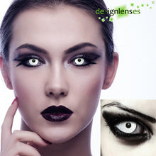 Carica l'immagine nel visualizzatore di Gallery, DESIGNLENSES, Lenti a contatto giornaliere colorate per costume di Halloween da zombie, senza gradazione, 1 paio (2 pezzi), lentes colore completamente (Whiteout, 14.00, 0.00, Diottria)