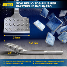 Carica l'immagine nel visualizzatore di Gallery, S&amp;R Scalpello SDS-plus 165x75mm. Scalpello per piastrelle Angolato 28°.