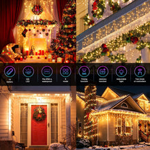 Carica l'immagine nel visualizzatore di Gallery, Luci Natale Esterno Cascata, 10M 320LEDS Luci di Natale da Esterno Cascata Telecomando,Funzione di Memoria, Timer, imper
