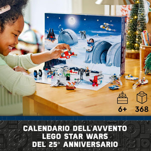 LEGO Star Wars Calendario dell'Avvento 2024, Giocattolo da Collezione con 18 Modellini e 6 Personaggi tra cui la Principessa Leia e Luke Skywalker, Giochi per Bambini da 6 Anni, Regalo di Natale 75395