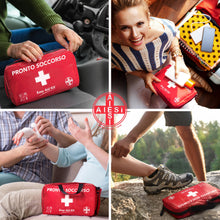 Carica l'immagine nel visualizzatore di Gallery, AIESI® Kit di Pronto Soccorso professionale con TERMOMETRO e DISINFETTANTE per auto casa viaggio barca moto trekking EAS