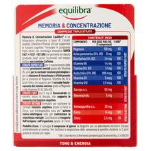 Carica l'immagine nel visualizzatore di Gallery, Equilibra Memoria e Concentrazione, 30 Compresse Triplo-Strato, No Caffeina