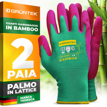Carica l'immagine nel visualizzatore di Gallery, GRÜNTEK Guanti da Lavoro e Giardinaggio L/9 in bambù e Lattice 2 PAIA Per Lavoro Domestico Ediliza Pittura Supermercato 