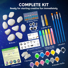 Carica l'immagine nel visualizzatore di Gallery, JOYIN 10 pezzi Kit Pittura di pietra per bambini con 18 colori (colle glitter e metallizzato e colori standard) Materiali artistici per bambini Attività da famiglia Regalo di compleanno