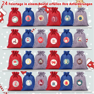 Calendario Avvento fai da te - 2024 Calendario dell' Avvento Vuoto da Riempire,18 x 13 cm Sacchetti Calendario Avvento da Riempire per Bambini Donna Uomo,24 Natale Bustine Calendario Avvento fai da te