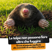 Carica l'immagine nel visualizzatore di Gallery, Repellente per talpe e arvicole - 100 palline - Profumo di limone EUCALIPTO - Biodegradabile - Efficace contro talpe e a