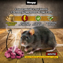 Carica l'immagine nel visualizzatore di Gallery, Veleno per Topi e Ratti in Mini Blocchi ai Cereali, Esca Topicida Professionale Potente, Ratticida per Uso Esterno e Int
