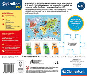 Clementoni - 16597 - Sapientino più - Scopriamo Il Mondo - Gioco Educativo sulla Geografia, Puzzle Planisfero per Bambini dai 6 Anni (Gioco in Italiano), Made in Italy
