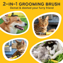Carica l'immagine nel visualizzatore di Gallery, Pawradise Deshedding - Spazzola per cani e gatti, a doppia faccia, per la toelettatura del sottopelo giallo