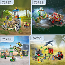 Carica l&#39;immagine nel visualizzatore di Gallery, LEGO - Jurassic World Centro di Soccorso dei Baby Dinosauri, Giocattolo per Bambini e Bambine da 4 Anni in su, Set con Mini Triceratopo, Anchilosauro e Velociraptor, Regalo Amanti degli Animali 76963