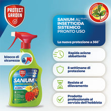 Carica l&#39;immagine nel visualizzatore di Gallery, Protect Garden Sanium AL PFnPO, Insetticida Sistemico Pronto Uso. Elimina Afidi, Cocciniglia, Mosca Bianca. Rapida Azione Abbattente. Fino a 8 Settimane di Protezione 500ml