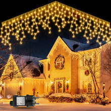 Carica l'immagine nel visualizzatore di Gallery, GYLEFY Luci Natale Esterno 10M Luci di Natale da Esterno Cascata 400 LED Tenda Luminosa Natale Esterno Impermeabili Collegabile Luci Natalizi Decorazioni Natalizie per Casa Giardino - Bianco Caldo