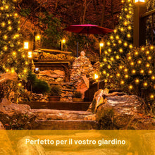 Carica l'immagine nel visualizzatore di Gallery, Catena di luci solari per esterni, 100 LED, 5 m x 2 pezzi, per esterni, resistente alle intemperie, 8 modalità per decor