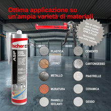 Carica l'immagine nel visualizzatore di Gallery, Fischer ASP Nero, Adesivo Sigillante Tenace e Resistente per Giunti a Pavimento, in Facciata, Condotte, Lamiera e Carroz