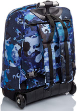 Carica l'immagine nel visualizzatore di Gallery, Invicta Trolley Scuola, Blu, Camo Shades, 2 in 1, Doppio Uso, Zaino con Carrello Fisso e Crossover System, Viaggio, Unisex