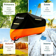 Carica l'immagine nel visualizzatore di Gallery, Maizjok® Telo Moto da Esterno Interno Telo Coprimoto Impermeabile Copri Moto 210D Poliestere Copertura per Motocross Motocicletta Stradale/Adventure/Sportiva/Turismo/Crociera XXL（275x105x125cm)