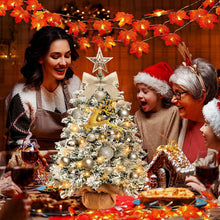 Carica l'immagine nel visualizzatore di Gallery, Mini Albero di Natale Artificiale Piccolo,60 cm Albero di Natale Piccolo con Luci con 23 Decorazioni Natalizie Fai da Te,Albero di Natale con Adatto per Natale e Capodanno﻿ (floccaggio)