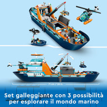 Carica l&#39;immagine nel visualizzatore di Gallery, LEGO City Esploratore Artico, Grande Nave Giocattolo Galleggiante con Elicottero, Gommone, Sottomarino, Relitto Barca Vichinga, 7 Minifigure e un&#39;Orca, Regalo per Bambini e Bambine dai 7 Anni 60368