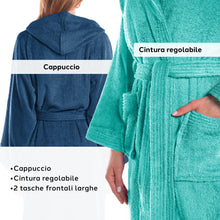 Carica l'immagine nel visualizzatore di Gallery, Caleffi - Accappatoio Uomo - Accappatoio Donna in Spugna di Cotone - Accappatoio Uomo Spugna Con Cappuccio - Accappatoio Piscina Palestra - Morbido e Assorbente, Asciugatura Rapida