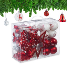 Carica l'immagine nel visualizzatore di Gallery, Relaxdays Palline di Natale, Set 103 Addobbi Natalizi in Plastica, Decorazioni per Albero in Vari Design, Rosso Bianco