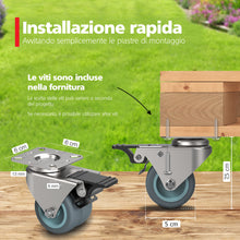 Carica l'immagine nel visualizzatore di Gallery, RAVN HAMAN Set di 4 Ruote pivottanti per mobili 50 mm, freno, fino a 100 kg