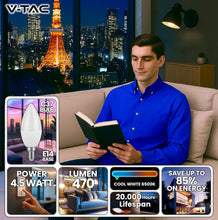 Carica l'immagine nel visualizzatore di Gallery, V-TAC 10x Lampadine LED Candela E14-4,5W - Lampadine di Nuova Generazione - 10 PEZZI - (Equivalenti a 40W) - 470 Lumen -