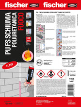 Carica l'immagine nel visualizzatore di Gallery, Fischer PU FS Schiuma Poliuretanica Resistente al Fuoco, Manuale, Erogatore incluso, per Applicazioni Antifuoco, 542395
