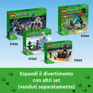 LEGO Minecraft L'Avamposto della Spada Giocattolo da Costruire con Figure di Creeper, Soldato, Guerriero Guardiano e Scheletro, Giochi per Bambini e Bambine da 8 Anni, Idea Regalo di Compleanno 21244