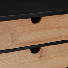 Carica l'immagine nel visualizzatore di Gallery, Relaxdays Organizer da Scrivania con 2 Cassetti in Bambù e MDF, Cassettiera da Ufficio, HLP 14x33x21 cm, Naturale Nero