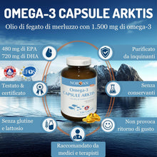 Carica l'immagine nel visualizzatore di Gallery, NORSAN Omega 3 Capsule Arktis, Olio di Fegato di Merluzzo, 1x120 pz
